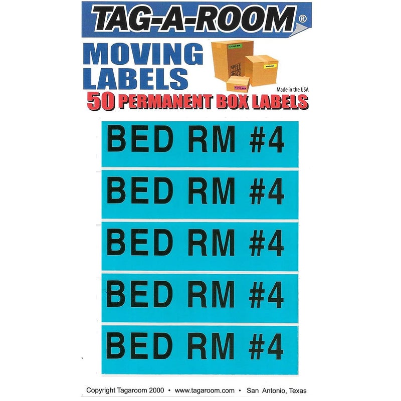 Tag-A-Room Color Coded Moving Box Label (Bedroom 4) - Image 2